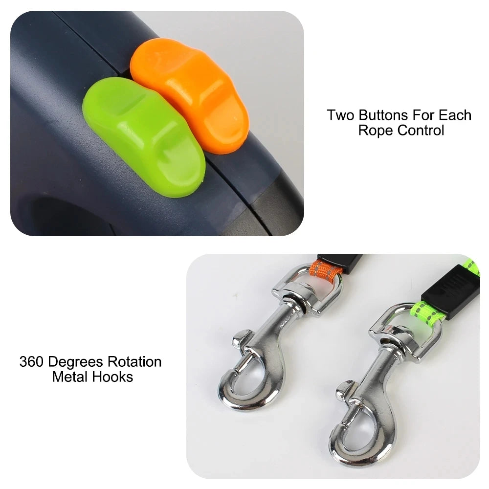 Laisse double pour chien  BENETOS™ | rétractable